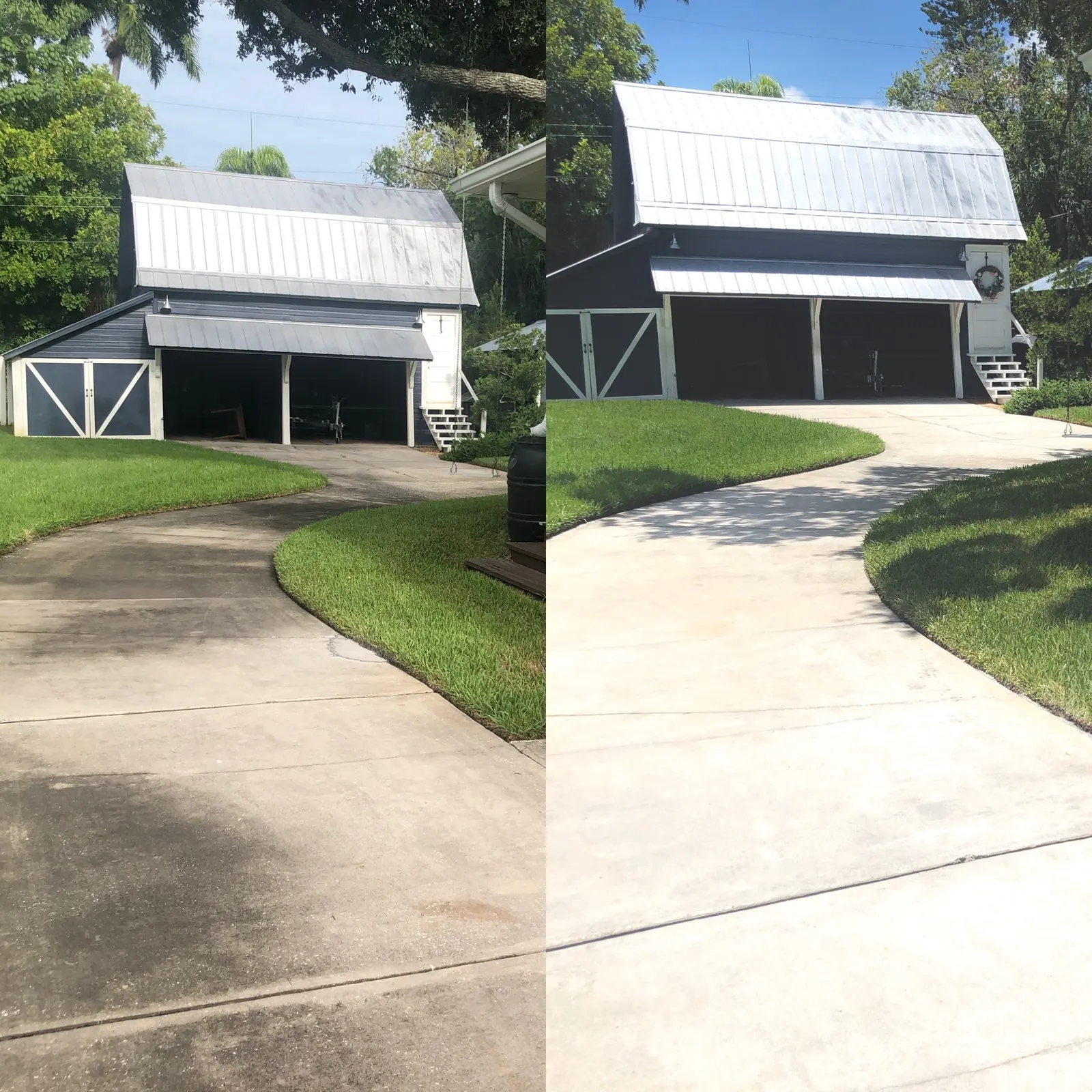 Curvy driveway pressure cleaned at a Lakewood Ranch home