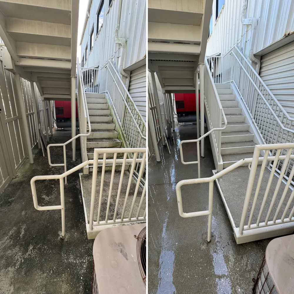 Commercial building stairwell pressure washed