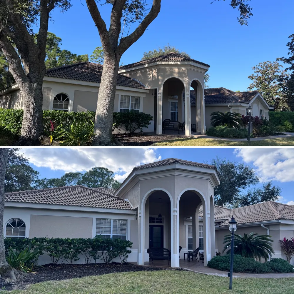 Grey roof before and after soft wash