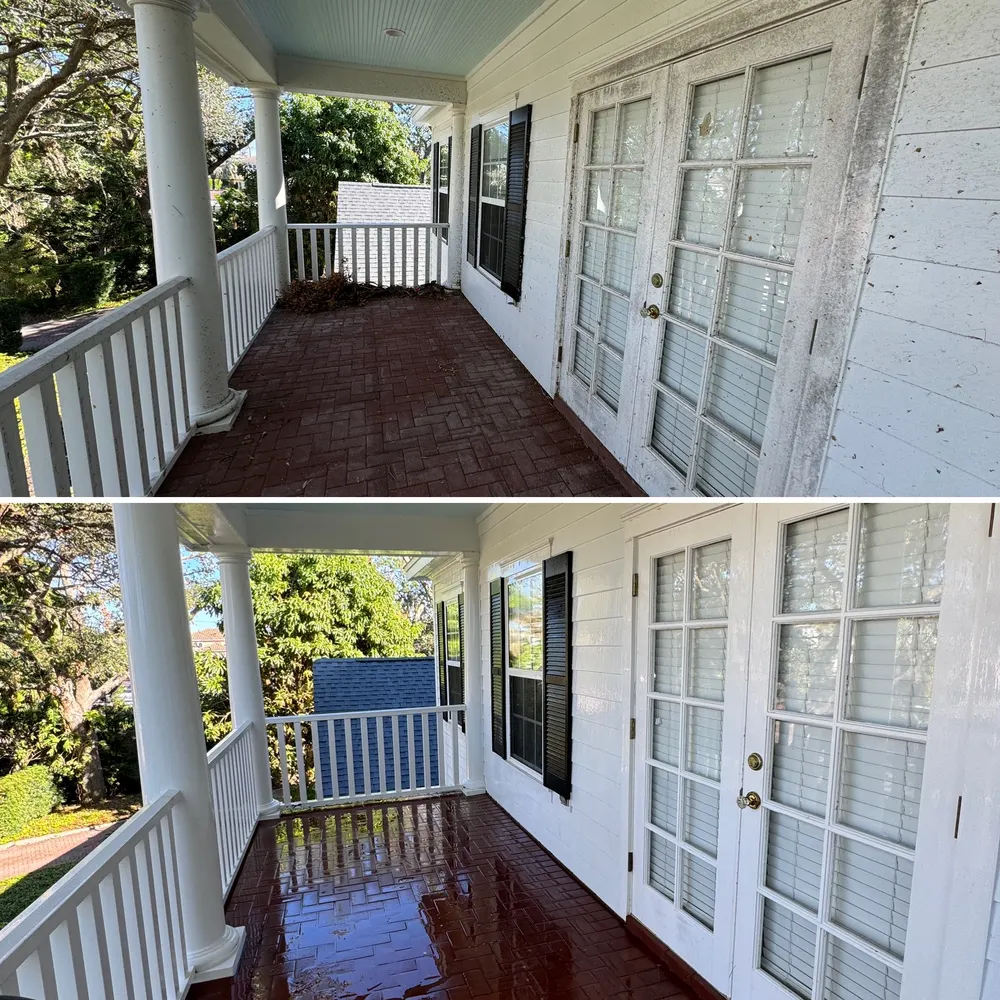 Second story balcony cleaned after hurricane